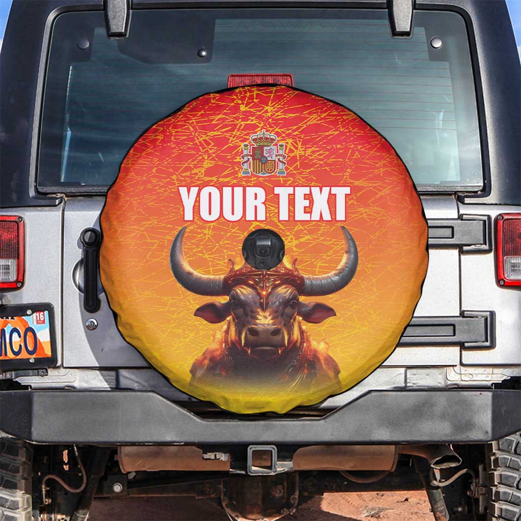 Personalized Spain Bull with Crown Spare Tire Cover Espana Flag with Coat of Arms