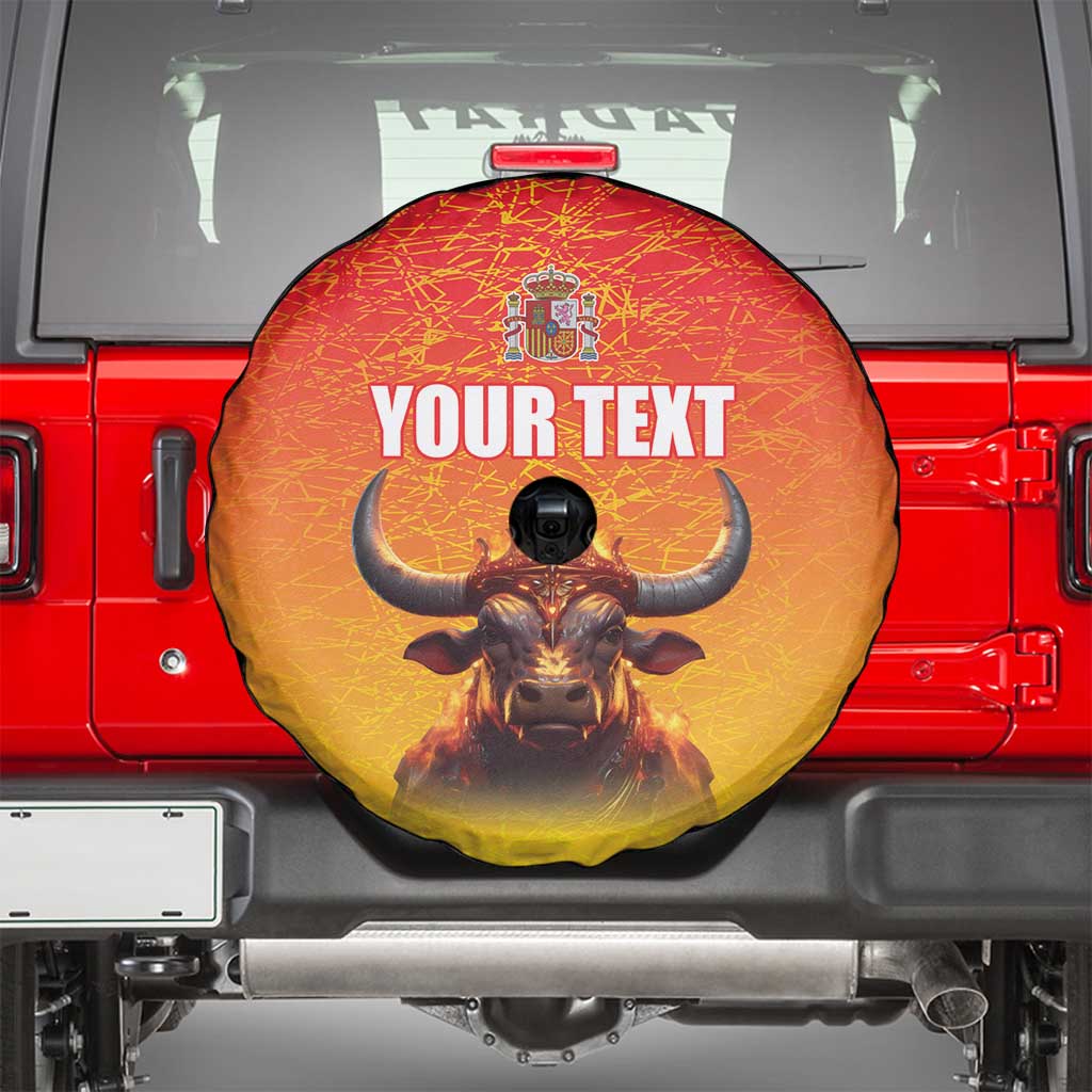 Personalized Spain Bull with Crown Spare Tire Cover Espana Flag with Coat of Arms