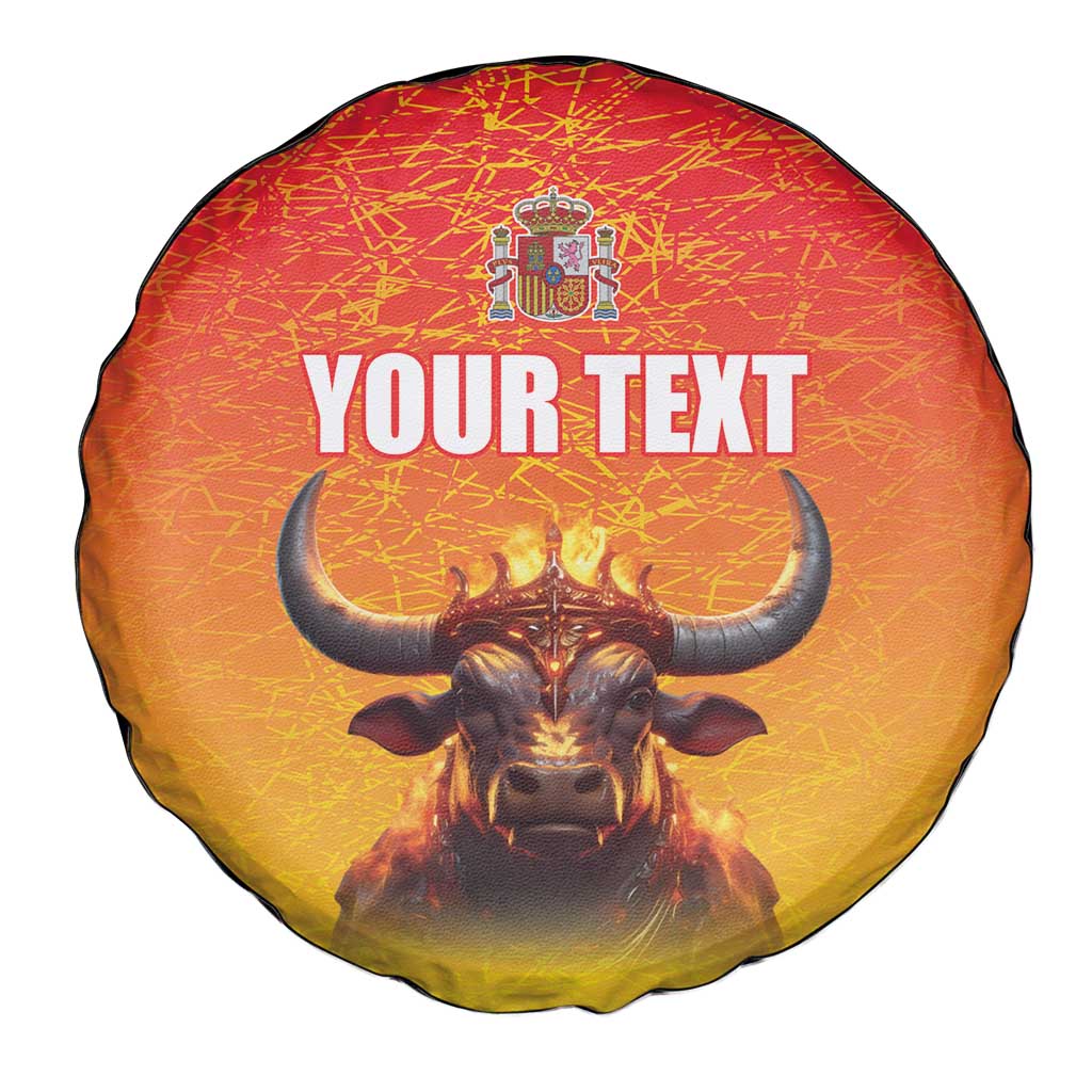 Personalized Spain Bull with Crown Spare Tire Cover Espana Flag with Coat of Arms