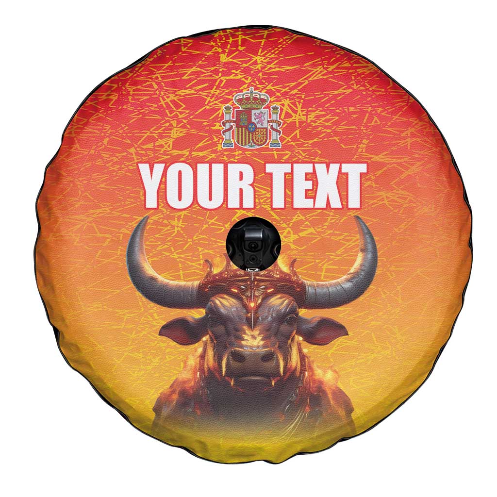 Personalized Spain Bull with Crown Spare Tire Cover Espana Flag with Coat of Arms