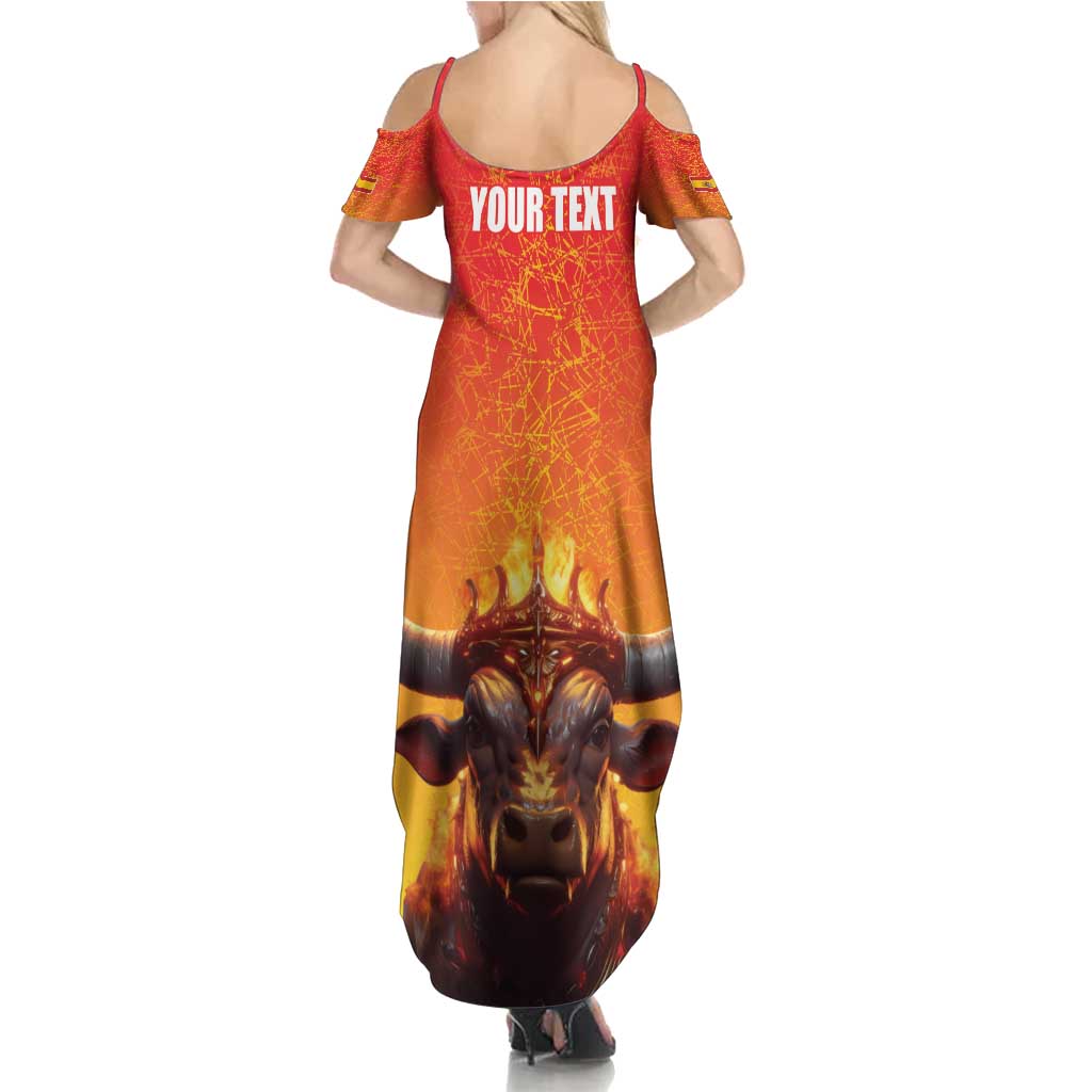 Personalized Spain Bull with Crown Summer Maxi Dress Espana Flag with Coat of Arms