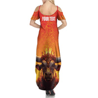 Personalized Spain Bull with Crown Summer Maxi Dress Espana Flag with Coat of Arms