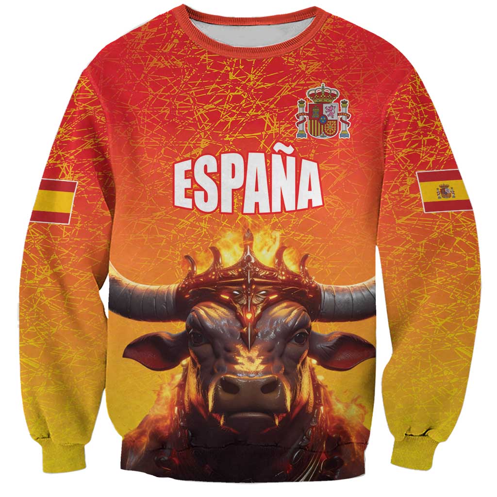 Personalized Spain Bull with Crown Sweatshirt Espana Flag with Coat of Arms