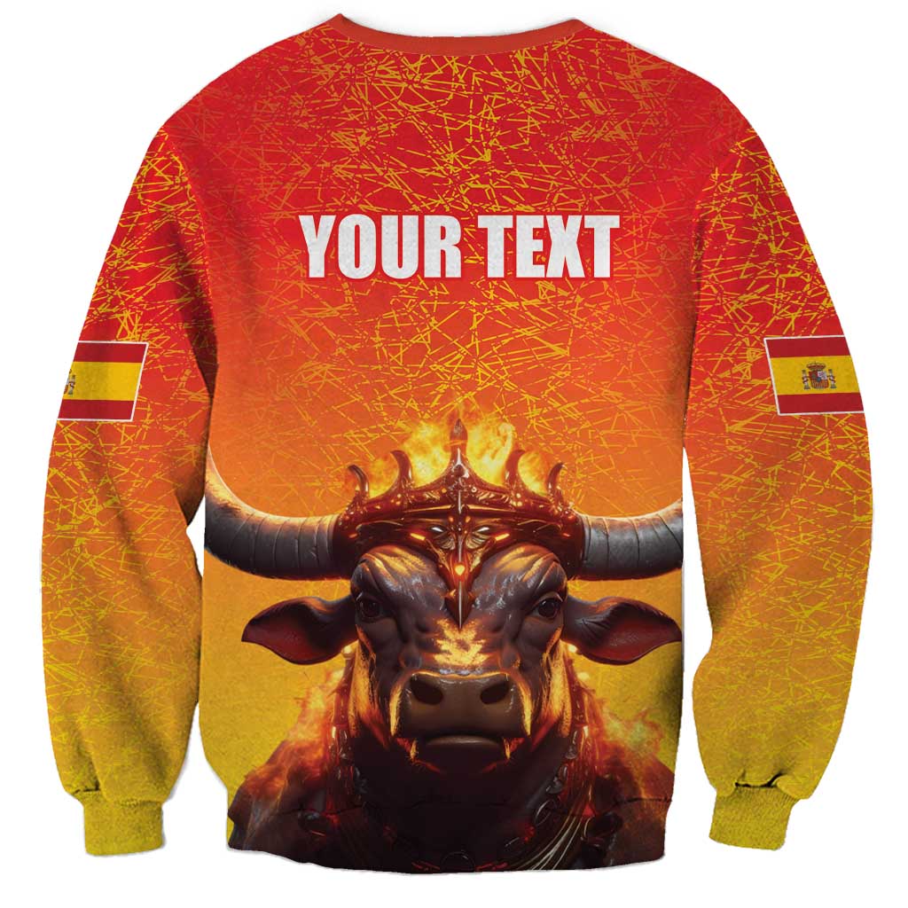 Personalized Spain Bull with Crown Sweatshirt Espana Flag with Coat of Arms