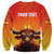 Personalized Spain Bull with Crown Sweatshirt Espana Flag with Coat of Arms