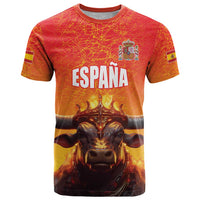 Personalized Spain Bull with Crown T Shirt Espana Flag with Coat of Arms