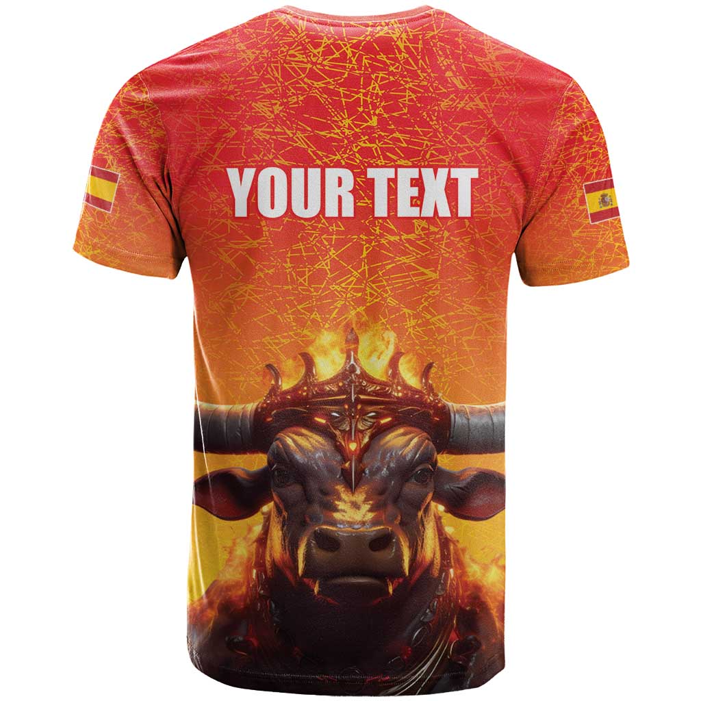 Personalized Spain Bull with Crown T Shirt Espana Flag with Coat of Arms