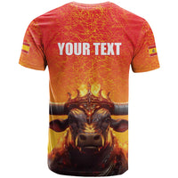 Personalized Spain Bull with Crown T Shirt Espana Flag with Coat of Arms
