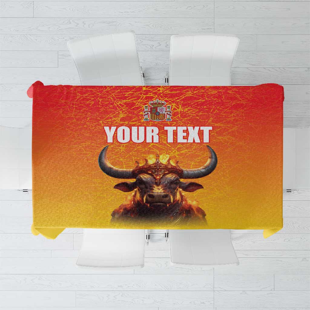 Personalized Spain Bull with Crown Tablecloth Espana Flag with Coat of Arms