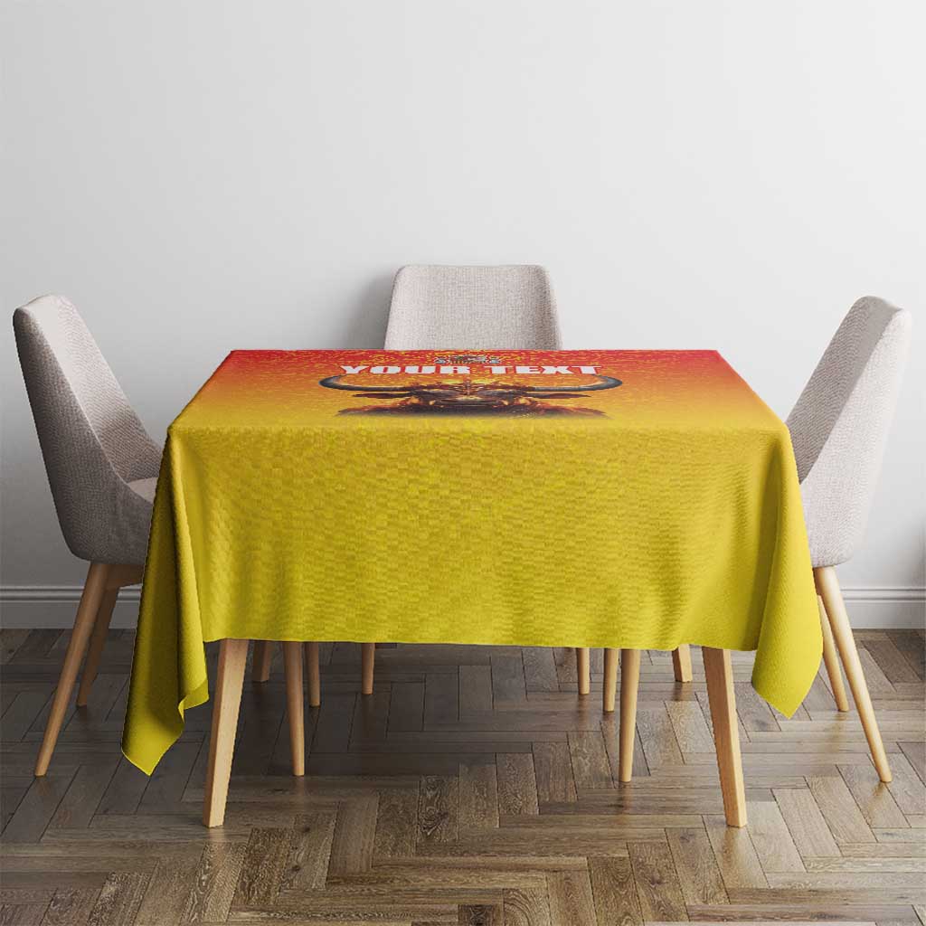 Personalized Spain Bull with Crown Tablecloth Espana Flag with Coat of Arms