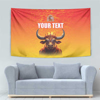 Personalized Spain Bull with Crown Tapestry Espana Flag with Coat of Arms