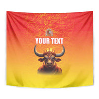 Personalized Spain Bull with Crown Tapestry Espana Flag with Coat of Arms