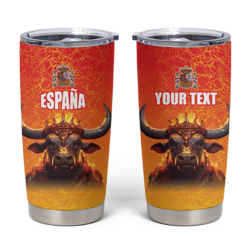 Personalized Spain Bull with Crown Tumbler Cup Espana Flag with Coat of Arms