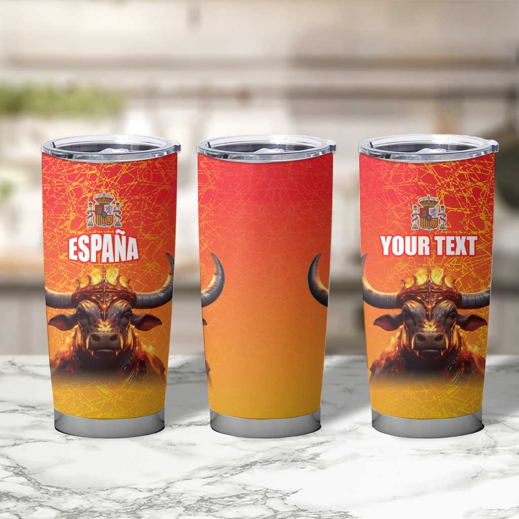 Personalized Spain Bull with Crown Tumbler Cup Espana Flag with Coat of Arms