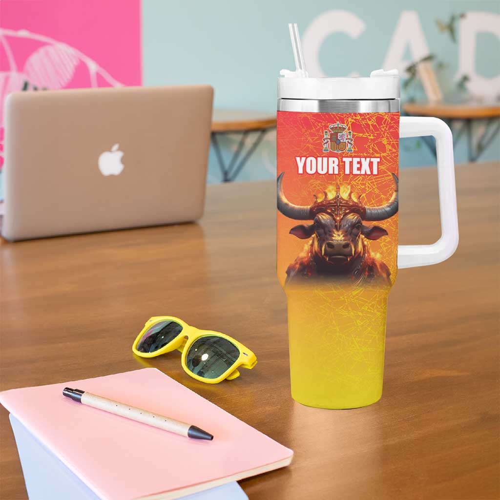 Personalized Spain Bull with Crown Tumbler With Handle Espana Flag with Coat of Arms