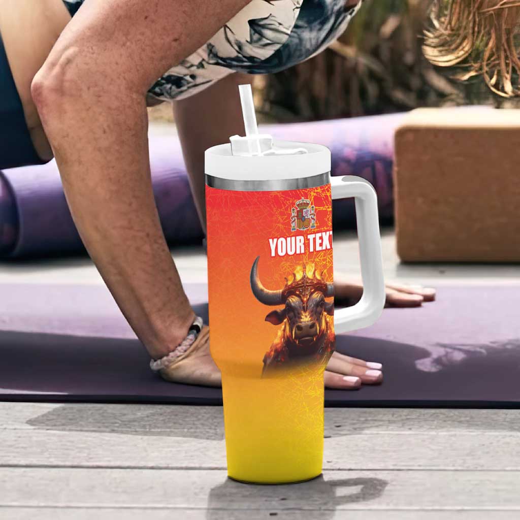 Personalized Spain Bull with Crown Tumbler With Handle Espana Flag with Coat of Arms