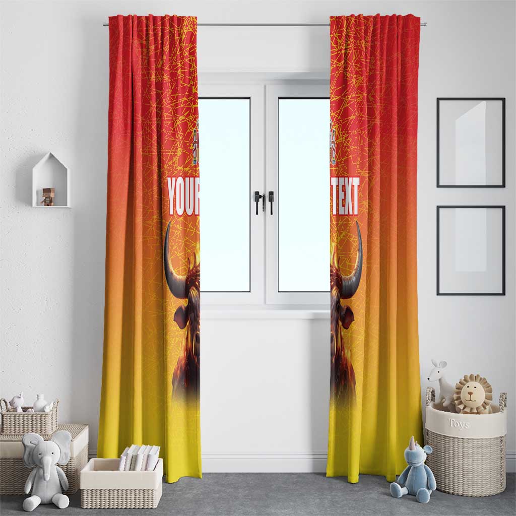 Personalized Spain Bull with Crown Window Curtain Espana Flag with Coat of Arms
