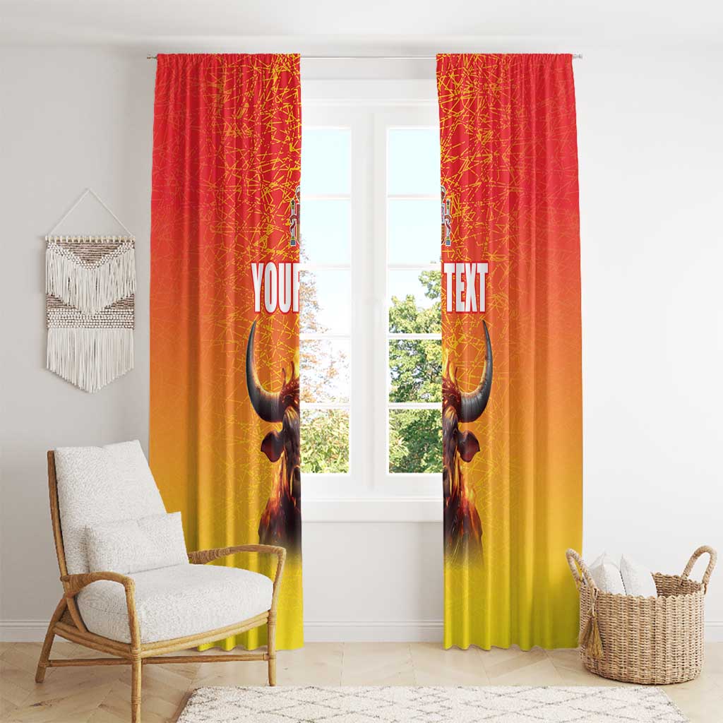 Personalized Spain Bull with Crown Window Curtain Espana Flag with Coat of Arms