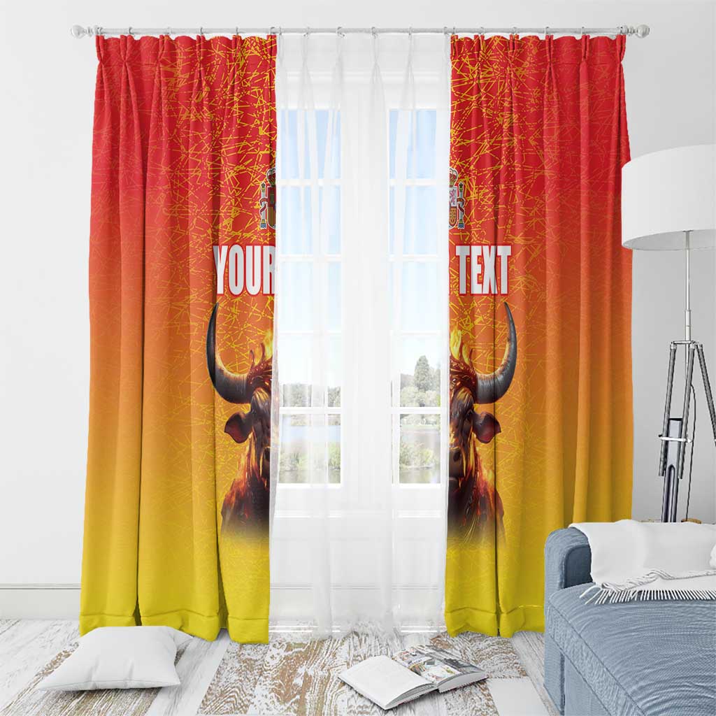 Personalized Spain Bull with Crown Window Curtain Espana Flag with Coat of Arms