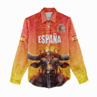 Personalized Spain Bull with Crown Women Casual Shirt Espana Flag with Coat of Arms