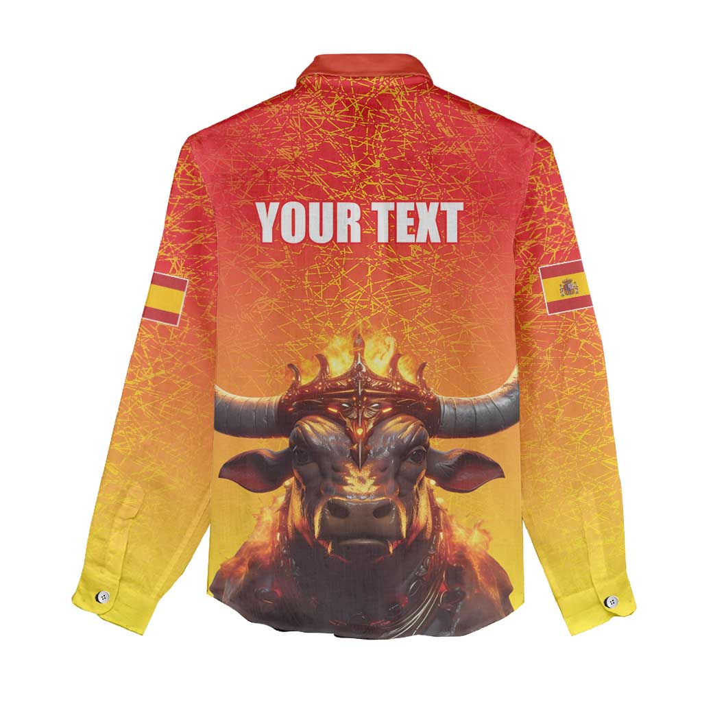 Personalized Spain Bull with Crown Women Casual Shirt Espana Flag with Coat of Arms
