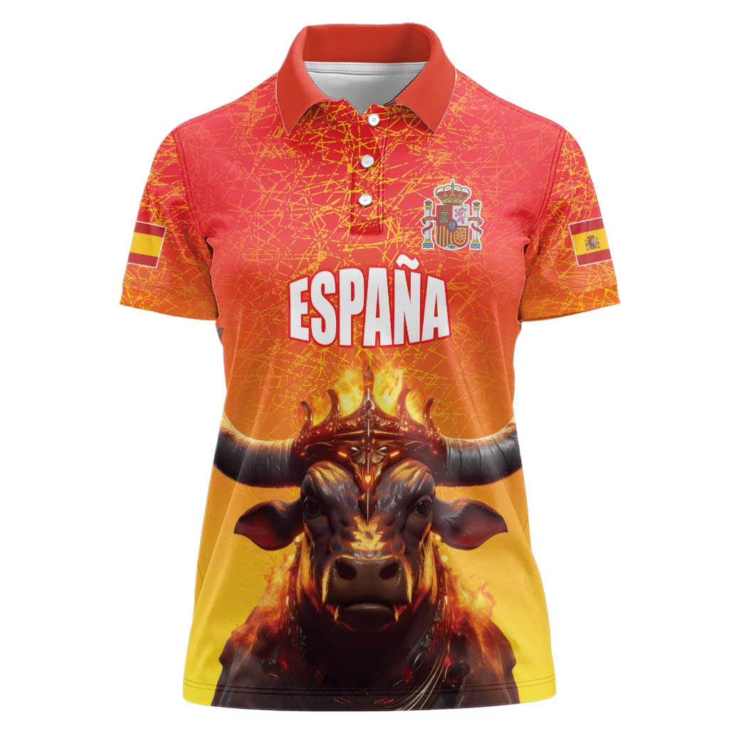 Personalized Spain Bull with Crown Women Polo Shirt Espana Flag with Coat of Arms