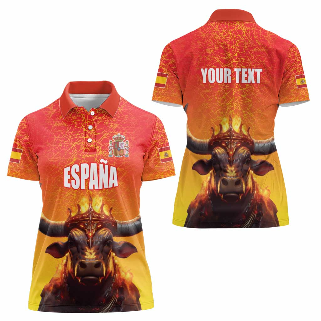 Personalized Spain Bull with Crown Women Polo Shirt Espana Flag with Coat of Arms