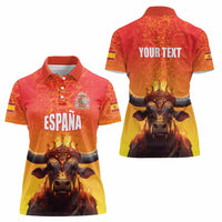 Personalized Spain Bull with Crown Women Polo Shirt Espana Flag with Coat of Arms