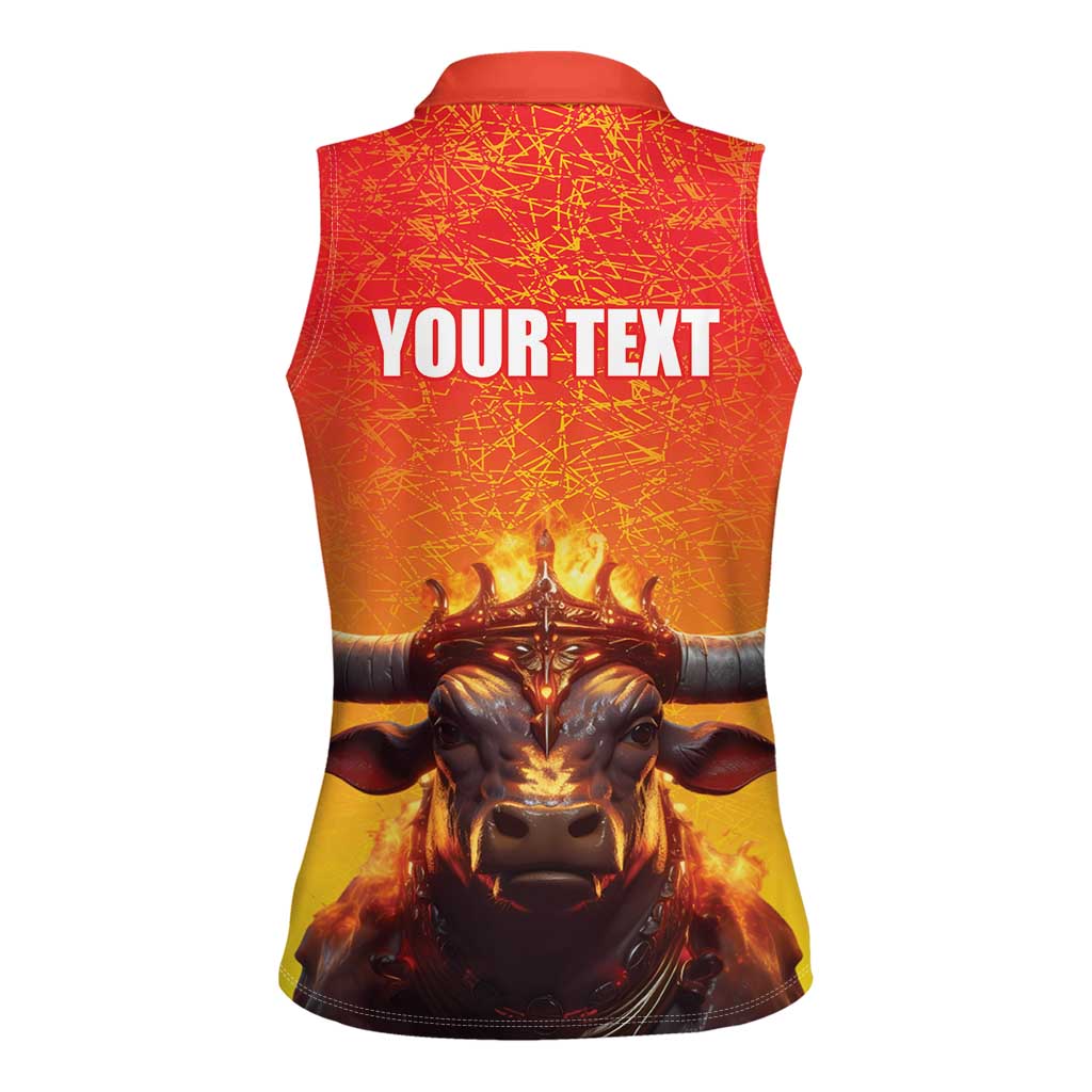 Personalized Spain Bull with Crown Women Sleeveless Polo Shirt Espana Flag with Coat of Arms