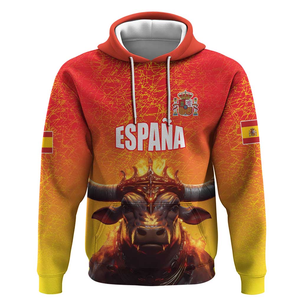 Personalized Spain Bull with Crown Zip Hoodie Espana Flag with Coat of Arms