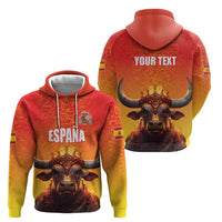 Personalized Spain Bull with Crown Zip Hoodie Espana Flag with Coat of Arms