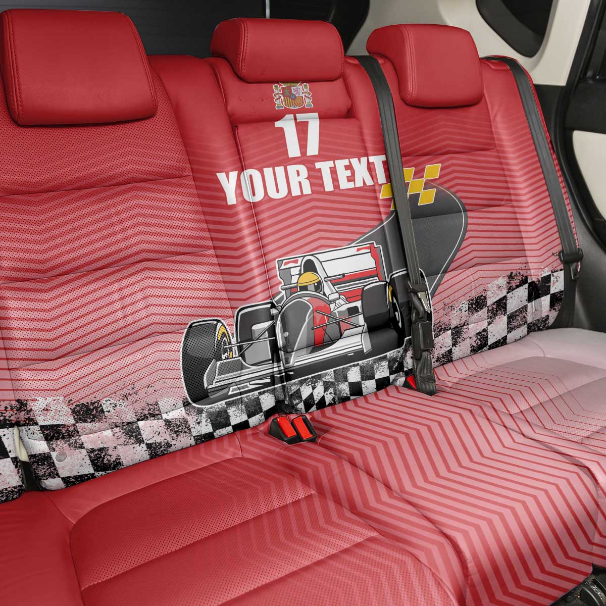 Custom Spain Formula One Back Car Seat Cover Motorsport with Flag F1 World Championship
