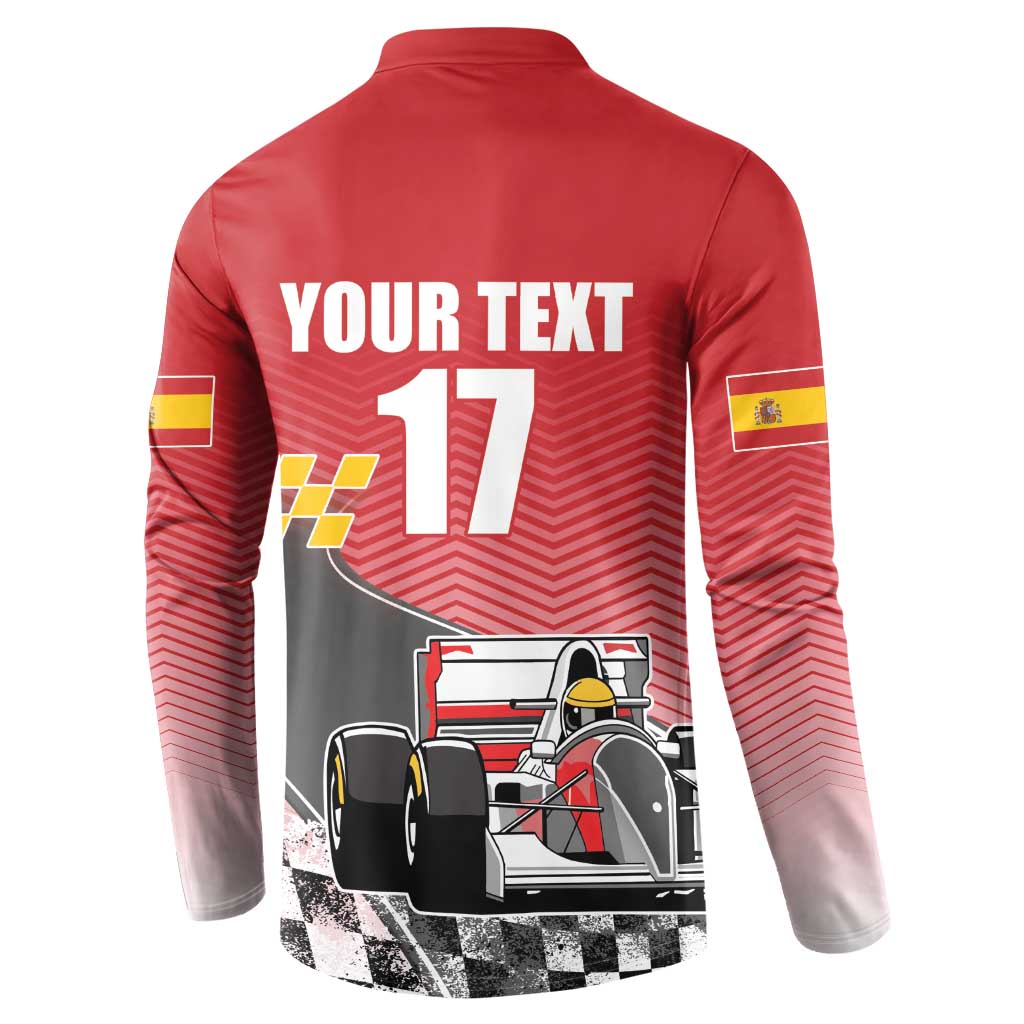 Custom Spain Formula One Button Sweatshirt Motorsport with Flag F1 World Championship