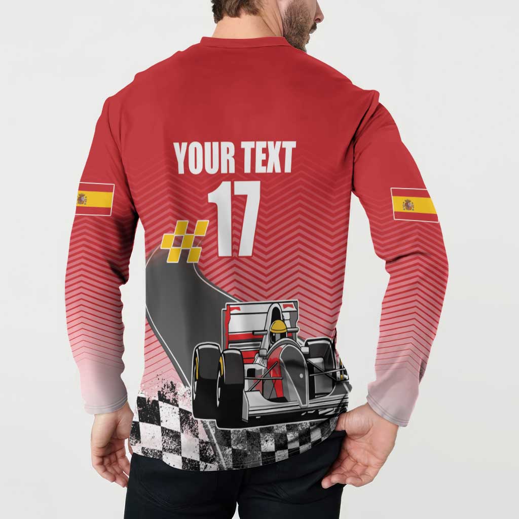 Custom Spain Formula One Button Sweatshirt Motorsport with Flag F1 World Championship