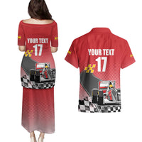 Custom Spain Formula One Couples Matching Puletasi and Hawaiian Shirt Motorsport with Flag F1 World Championship