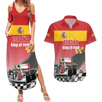 Custom Spain Formula One Couples Matching Summer Maxi Dress and Hawaiian Shirt Motorsport with Flag F1 World Championship