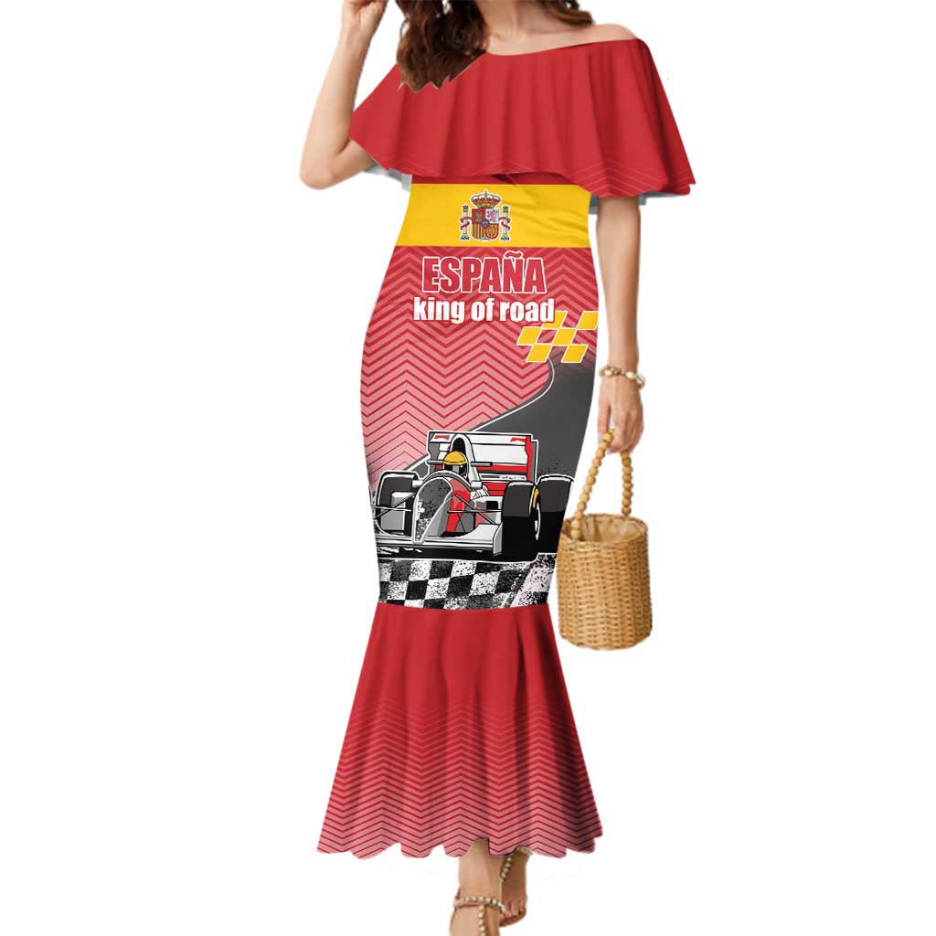 Custom Spain Formula One Family Matching Mermaid Dress and Hawaiian Shirt Motorsport with Flag F1 World Championship