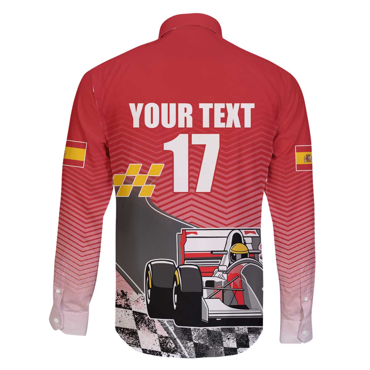 Custom Spain Formula One Family Matching Off The Shoulder Long Sleeve Dress and Hawaiian Shirt Motorsport with Flag F1 World Championship