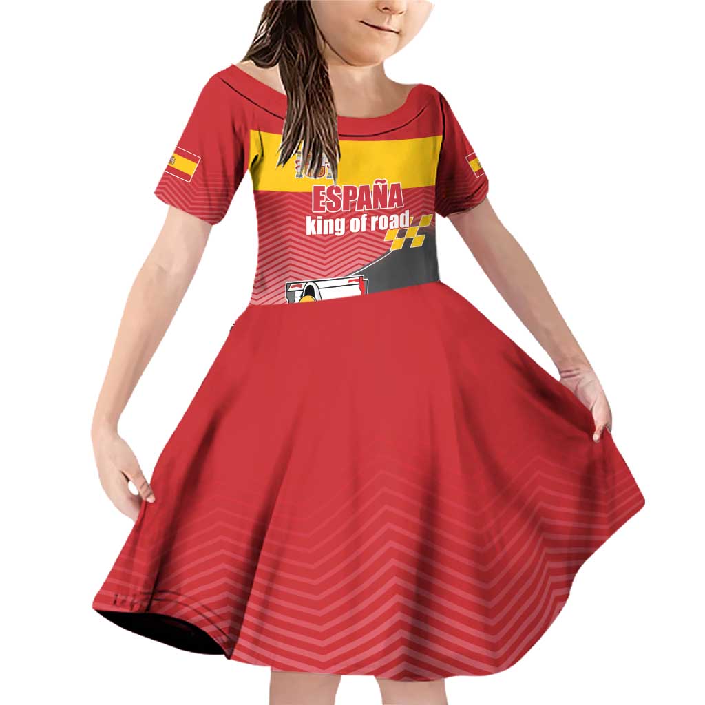 Custom Spain Formula One Family Matching Off Shoulder Short Dress and Hawaiian Shirt Motorsport with Flag F1 World Championship
