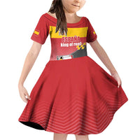 Custom Spain Formula One Family Matching Off Shoulder Short Dress and Hawaiian Shirt Motorsport with Flag F1 World Championship