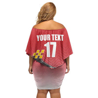 Custom Spain Formula One Family Matching Off Shoulder Short Dress and Hawaiian Shirt Motorsport with Flag F1 World Championship