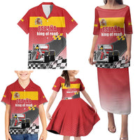 Custom Spain Formula One Family Matching Puletasi and Hawaiian Shirt Motorsport with Flag F1 World Championship