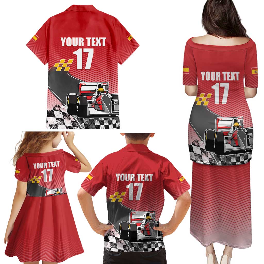 Custom Spain Formula One Family Matching Puletasi and Hawaiian Shirt Motorsport with Flag F1 World Championship
