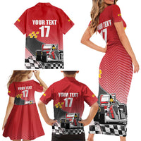Custom Spain Formula One Family Matching Short Sleeve Bodycon Dress and Hawaiian Shirt Motorsport with Flag F1 World Championship