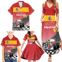 Custom Spain Formula One Family Matching Summer Maxi Dress and Hawaiian Shirt Motorsport with Flag F1 World Championship