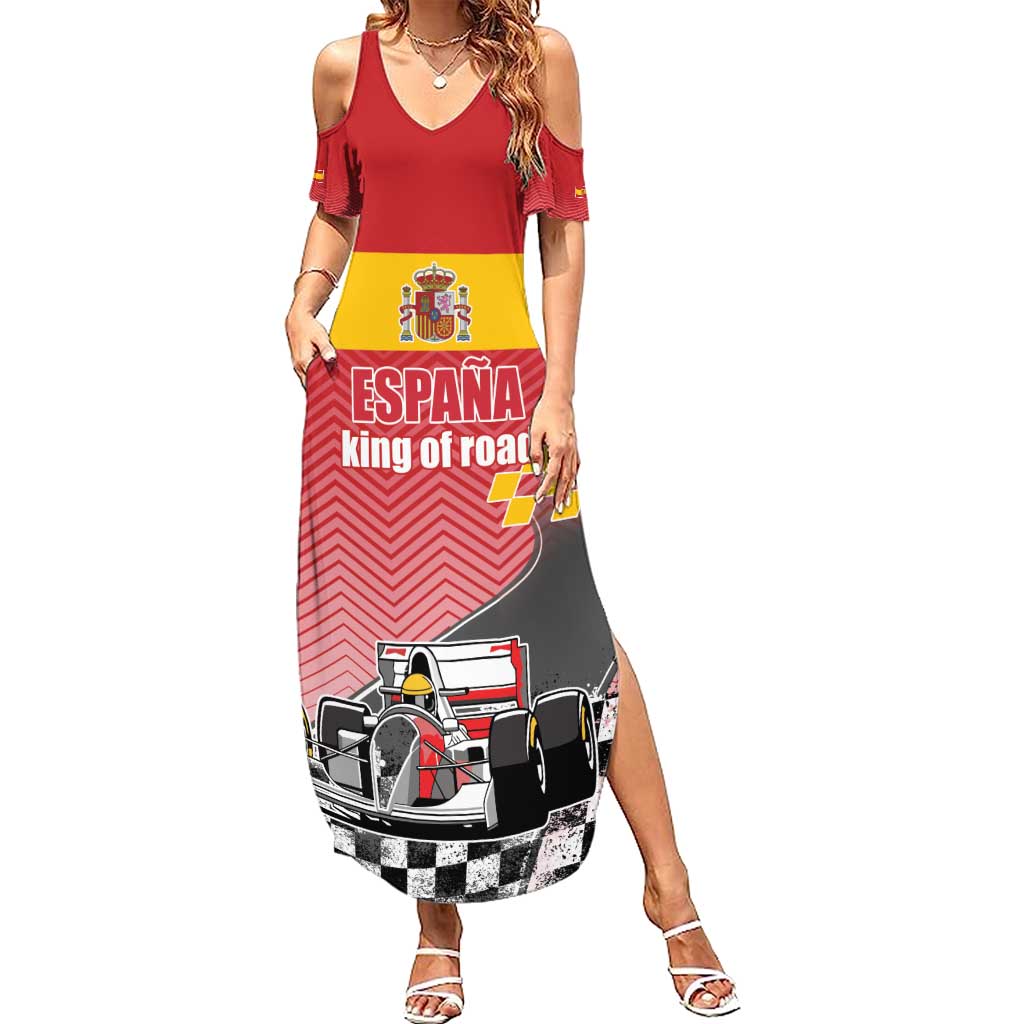 Custom Spain Formula One Family Matching Summer Maxi Dress and Hawaiian Shirt Motorsport with Flag F1 World Championship