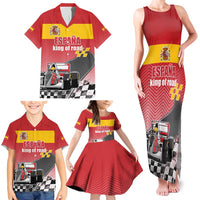 Custom Spain Formula One Family Matching Tank Maxi Dress and Hawaiian Shirt Motorsport with Flag F1 World Championship