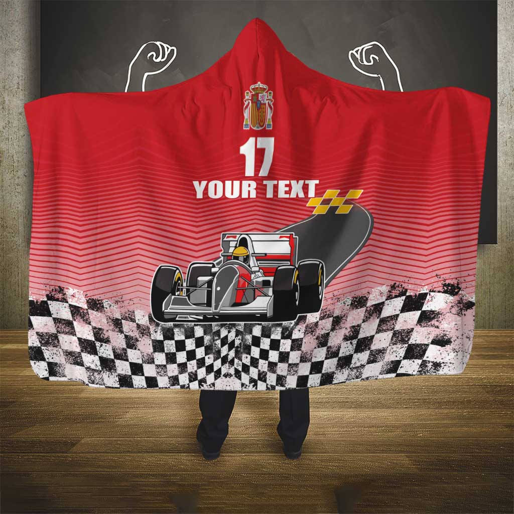 Custom Spain Formula One Hooded Blanket Motorsport with Flag F1 World Championship