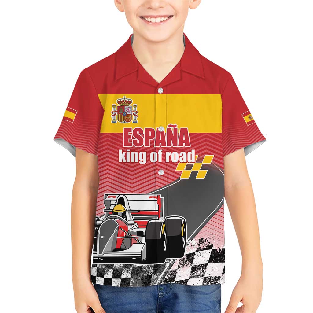 Custom Spain Formula One Kid Hawaiian Shirt Motorsport with Flag F1 World Championship