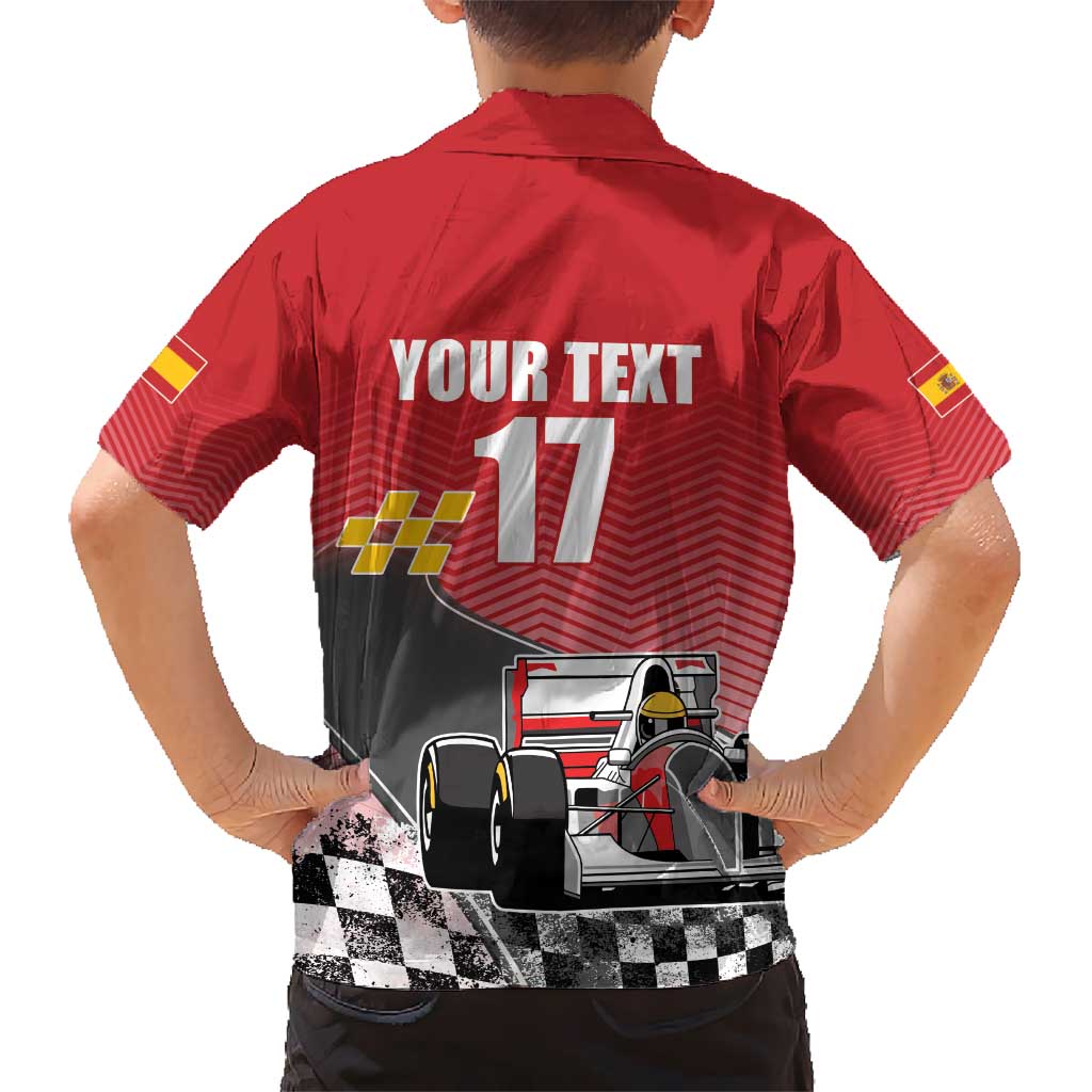 Custom Spain Formula One Kid Hawaiian Shirt Motorsport with Flag F1 World Championship
